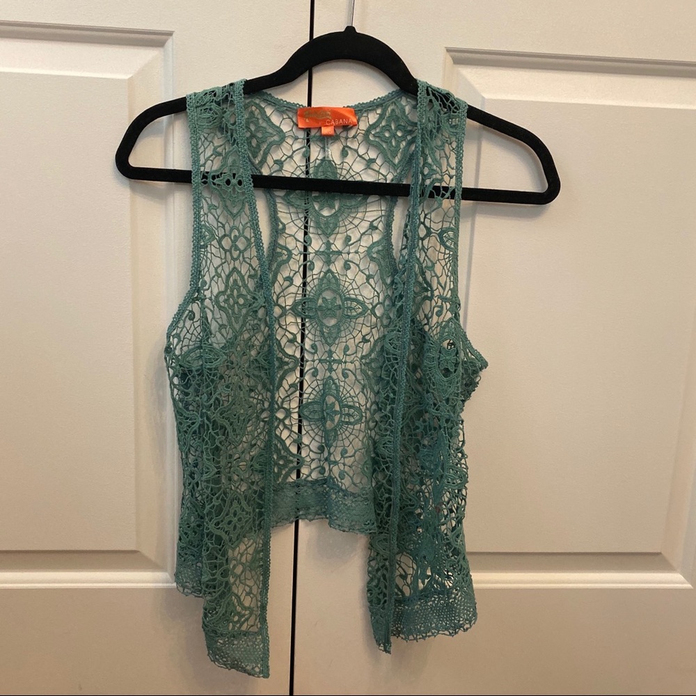 Hale Bob Green Lace Vest